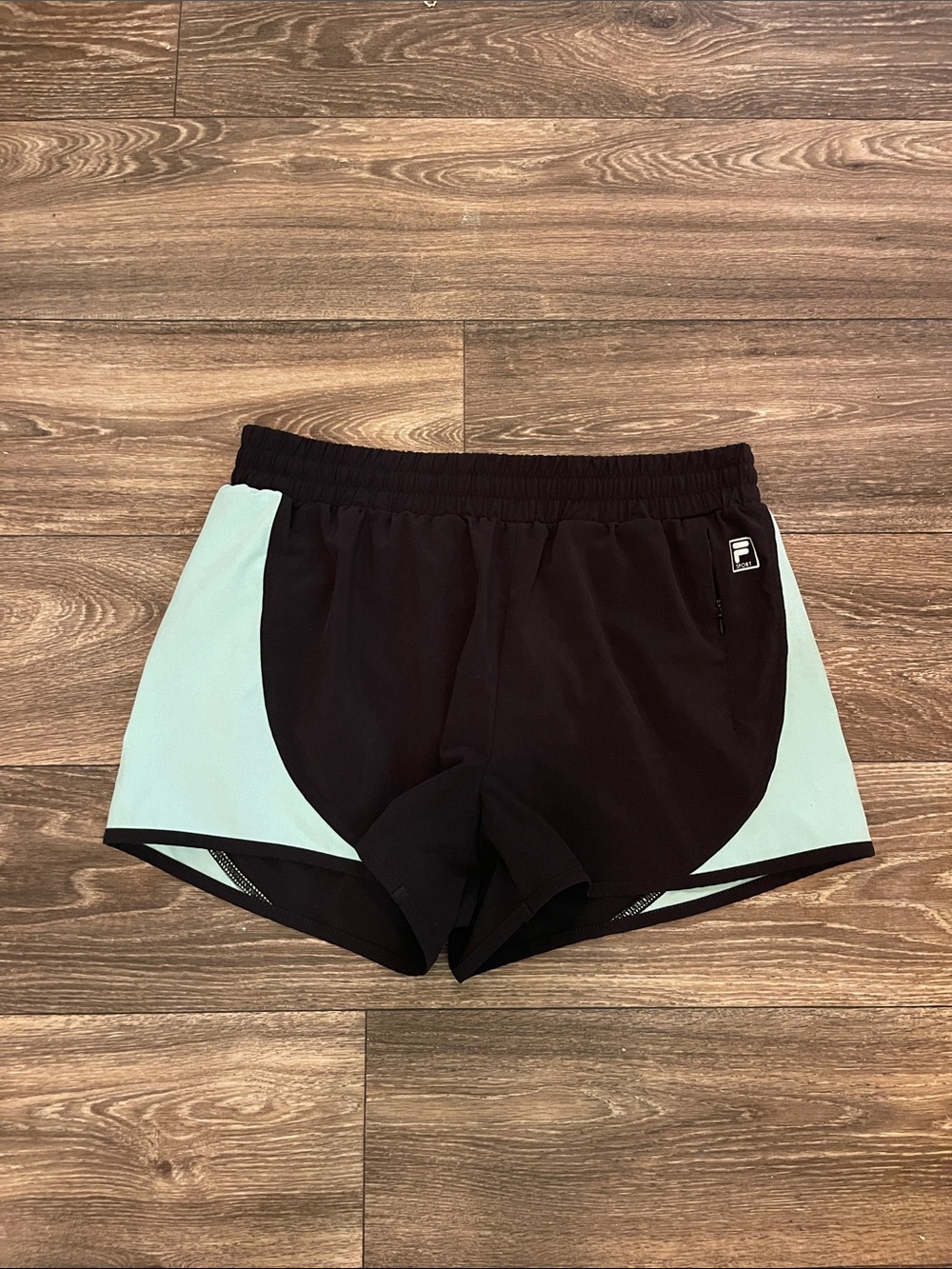 Fila Black Shorts with mint green Side Panels
